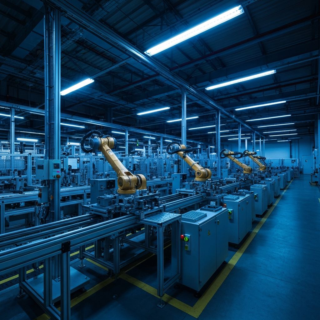 Modern manufacturing facility with automation